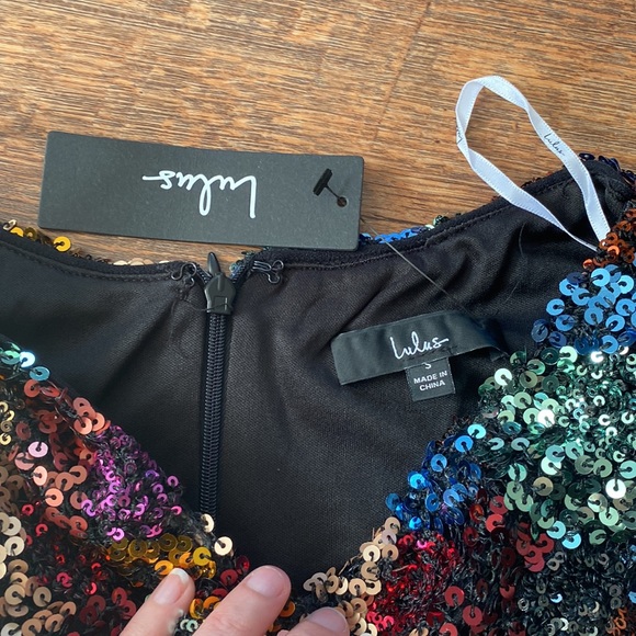 NWT Lulu’s Prismatic Perfection Rainbow Sequin Tulip Mini Skirt - Picture 6 of 6